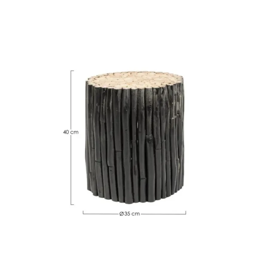 Klubska mizica GUADALUPE črna je narejena iz vej. Dimenzije: širina: Ø35cm višina: 40hcm višina: 40cm