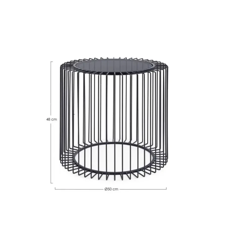 Klubska mizica KIERAN D50 ima jekleni okvir in top iz kaljenega stekla. Material: - Kaljeno steklo - Jekleni okvir Barva: - Črna Dimenzije: širina: Ø50cm