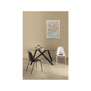 Kuhinjski stol IRIS bela ima noge iz jekla, naslonjalo in sedalni del pa sta plastična. Material: - Jeklo - Plastika Barva: - Bela Dimenzije: širina: 45cm