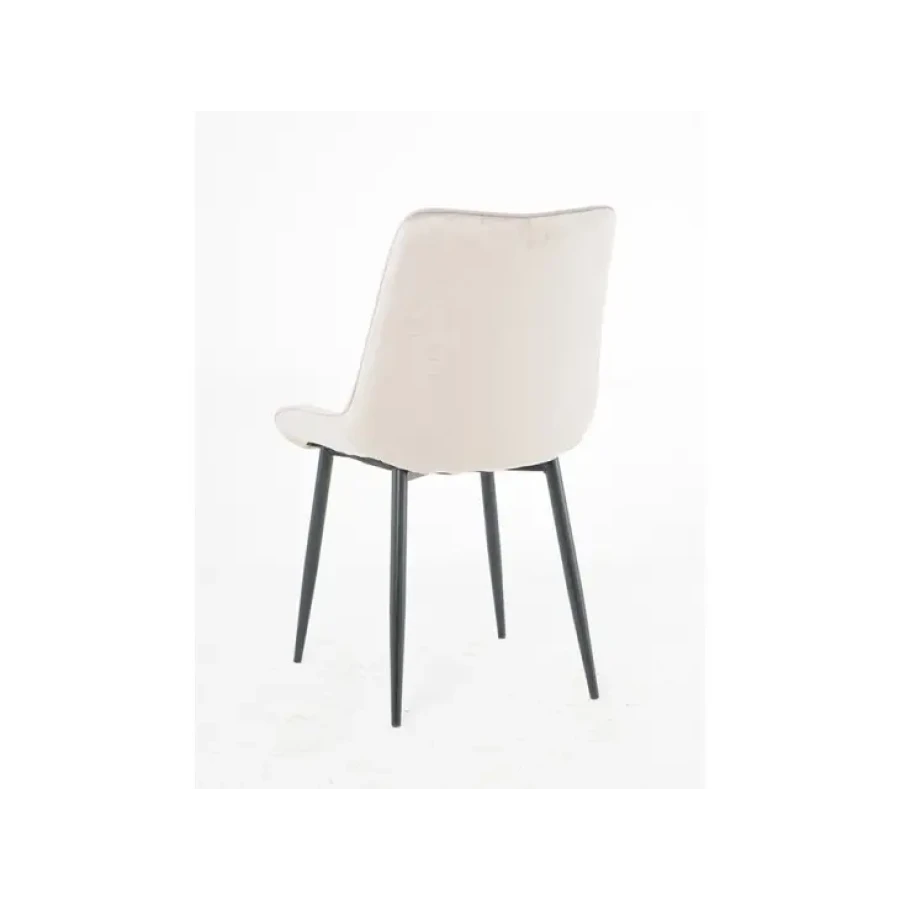 Kuhinjski stol LARA beige je odlična rešitev za kombiniranje v minimalističen ali industrijski stil prostora. Kombinacija sivega prešitega blaga s črnimi