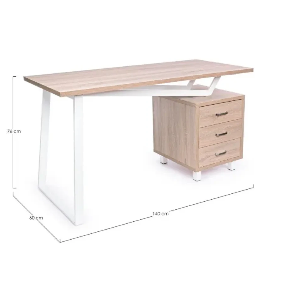 Pisalna miza ARMANDE iz belih kovinskih nog in lesenega predalnika v katerega lahko pospravite marsikaj. Dimenzije: širina: 140cm globina: 60cm višina: