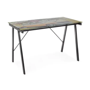 Pisalna miza CALIFORNIA 113X58cm s kovinskimi nogami in površino iz kaljenega stekla debeljine 7mm. Pisalna miza California je primerna za vsak prostor s