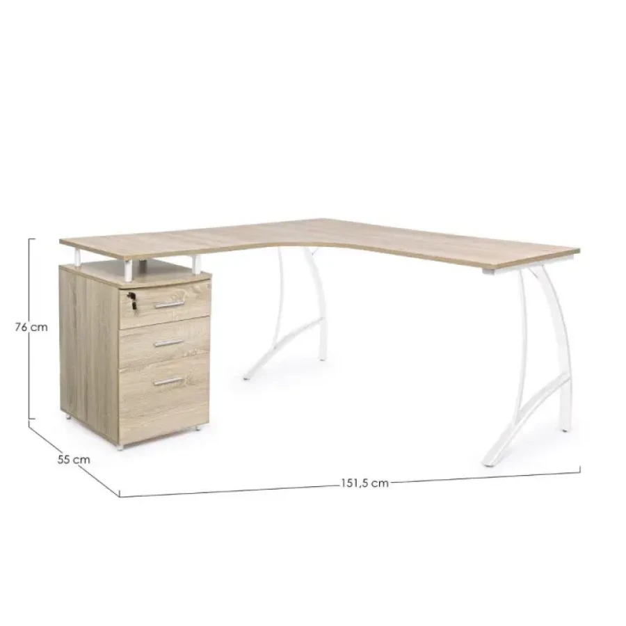 Pisalna miza KAVITA ima kovinski okvir in površino iz MDF-ja. Pisalna miza KAVITA je zelo priročna in elegantna, saj ima predalnik v katerega lahko spravite