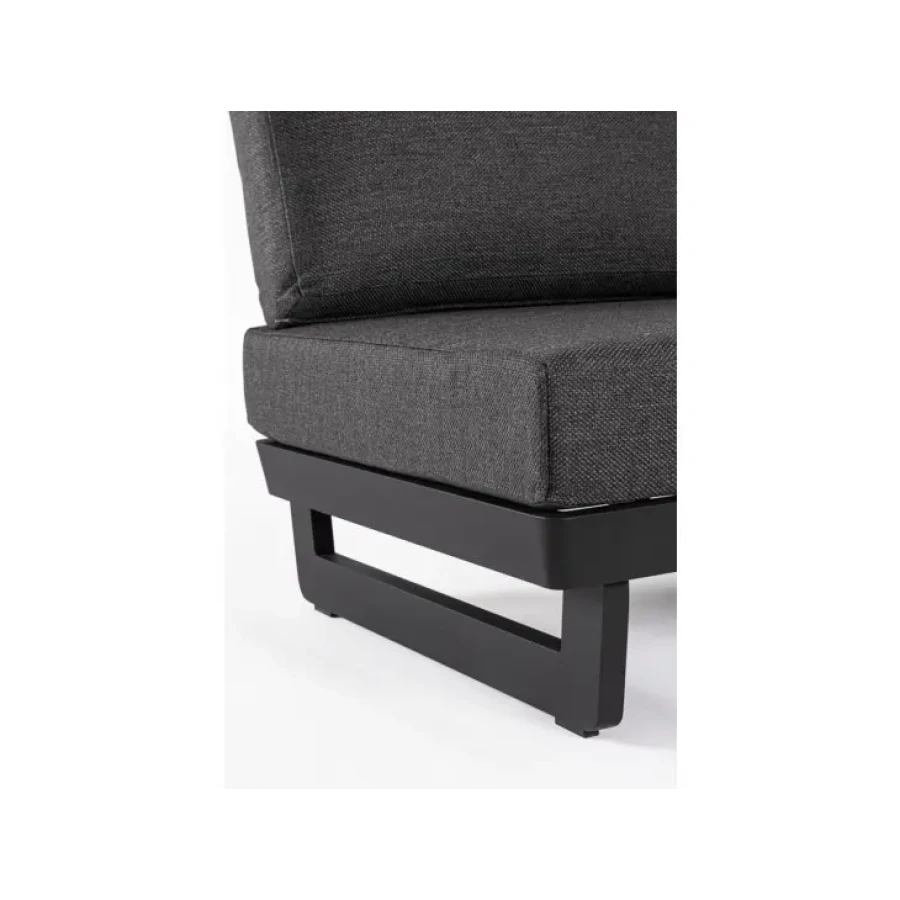 Vrtni fotelj INFINITY WG21 antracit ima aluminjasti okvir, prašno barvan (poliester). Sedežna in hrbtna blazina s odstranljivo prevleko iz olefinske tkanine