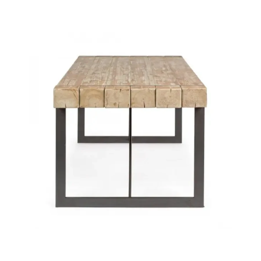 Jedilna miza GARRETT je sestavljena iz kovinskih nog, mizna plošča je v videzu lesa. Dimenzije: širina: 200cm globina: 90cm višina: 77cm