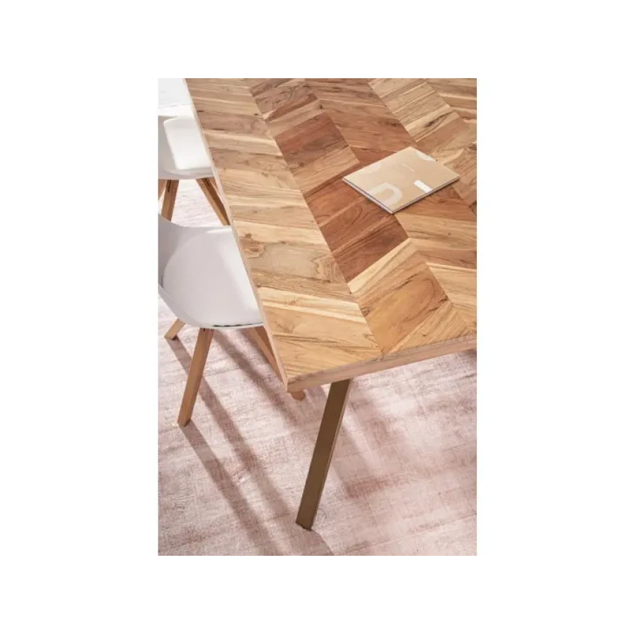 Jedilna miza RAIDA 220X100 ima mizno ploščo iz lesa ter jeklene noge. Dimenzije: širina: 220cm globina: 100cm višina: 76cm