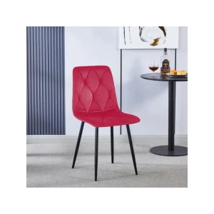 Jedilni stol MILA velvet rdeč je odlična rešitev za kombiniranje v minimalističen ali industrijski stil prostora. Kombinacija sivega prešitega blaga s