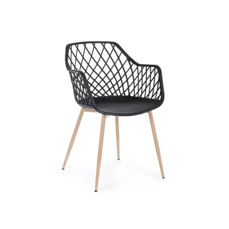 Jedilni stol OPTI ima jeklene noge ki imitirajo les, sedalni del je iz plastike. Material: - Plastika - Les Barva: - Črna - Les Dimenzije: širina: 58cm