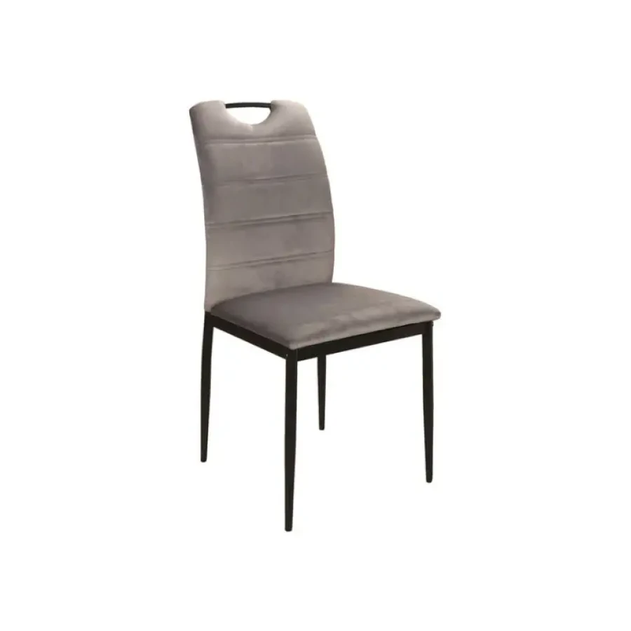 Jedilni stol ORI je narejen iz nežnega blaga in ogrodje iz črne mat kovine. Material: - Blago - Kovina Barve: - Temno siva Dimenzije: - V celotnega stola: 92