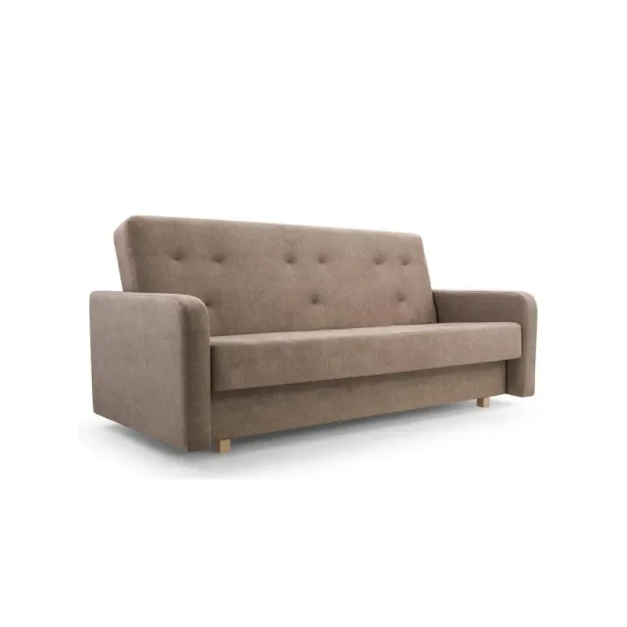 Kavč KASA je primeren za vsak prostor. Narejen je iz kvalitetnih materialov in nevtralnih barv. Je raztegljiv kavč, ki ima tudi zaboj za posteljnino.