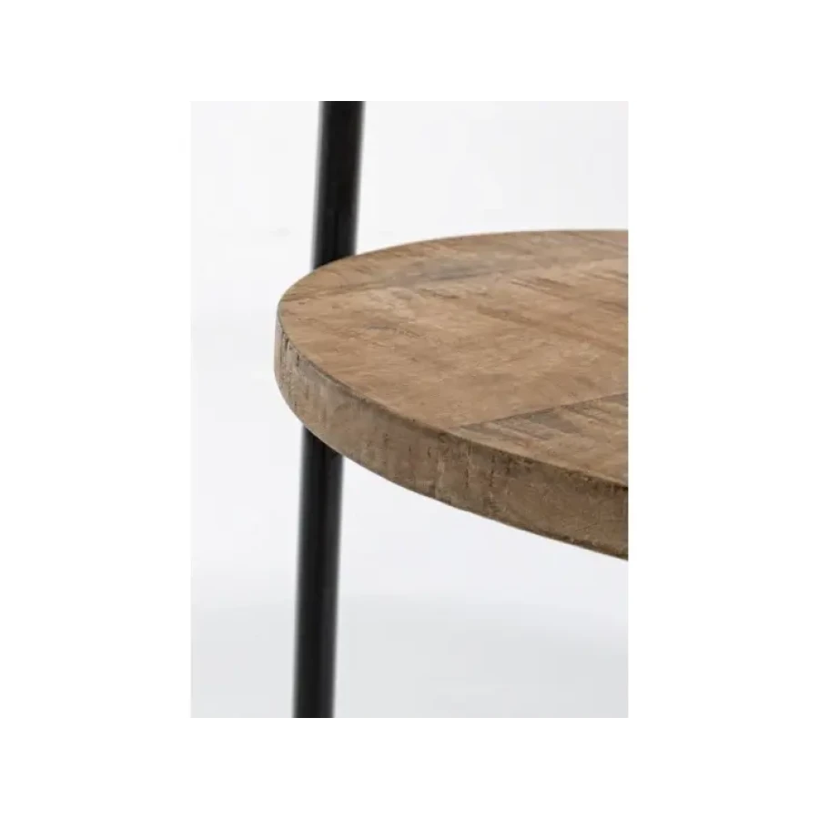 Klubska mizica WALTON je dobavljiva v rjavo-črni kombinaciji. Ogrodje je kovinsko, mizna plošča je lesena (mango). Dimenzije: širina: 38cm globina: 44cm
