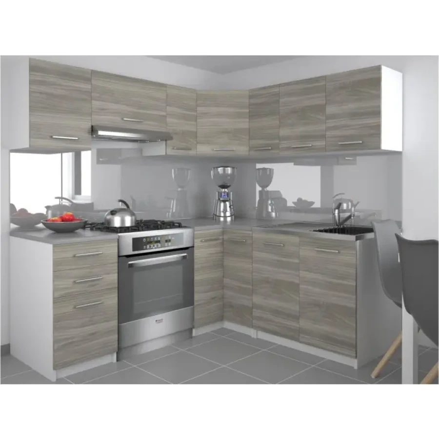 Popestrite izgled svoje kuhinje s kvalitetnim kotnim kuhinjskim blokom MIHA 190x170. Dobavljiv je v štirih barvah kuhinjskih elementov. Možnost je naročiti