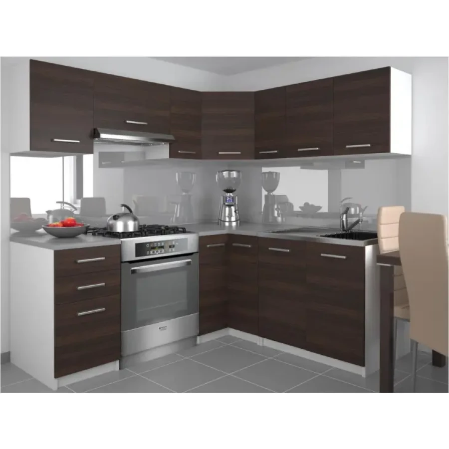 Popestrite izgled svoje kuhinje s kvalitetnim kotnim kuhinjskim blokom MIHA 190x170. Dobavljiv je v štirih barvah kuhinjskih elementov. Možnost je naročiti