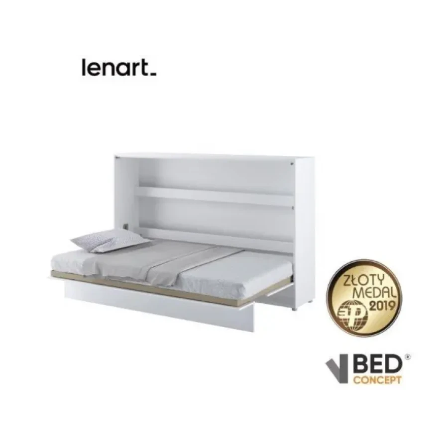 Vodoravna stenska postelja ZVONČEK je primerna za vzmetnico 120 cm širine. Opremljena je z dodatnimi notranjimi policami. Primerna je tudi za majhno