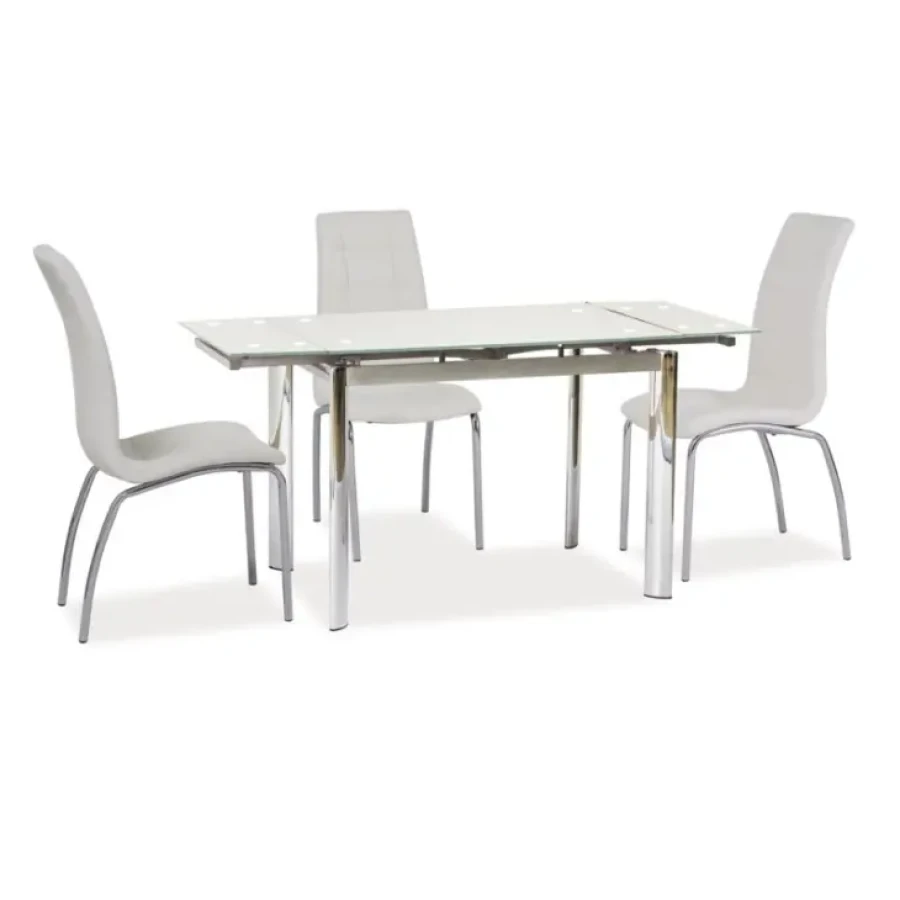 Moderna miza LIA v kombinaciji kaljenega stekla in croma, bo prinesla svežino v vaš prostor. Miza je narejena iz kakovostnih materijalov. Barva: - bela -