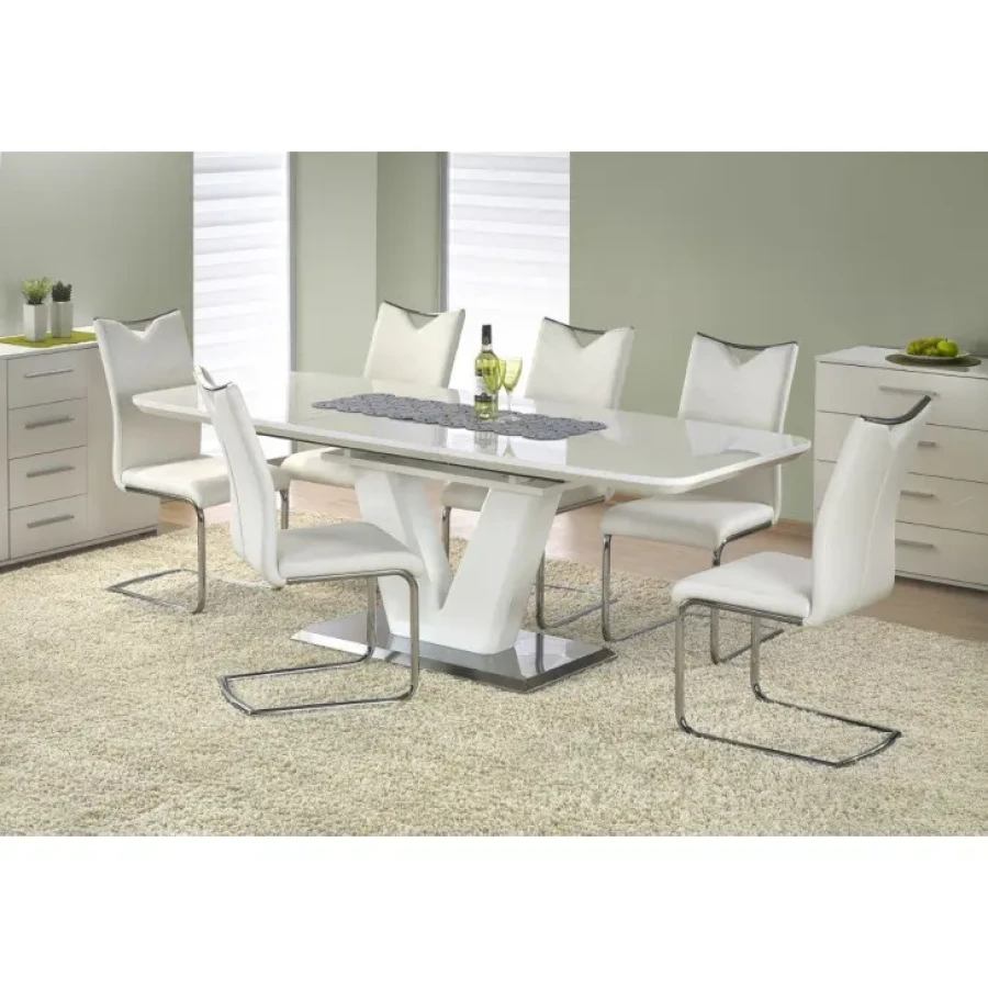 Moderna miza MARČELO bo poživela vsako kuhinjo. Miza je kvalitetna ter stabilna. Barva: - bela sijaj Material: - kovina - MDF lakiran Dimenzije: - širina: