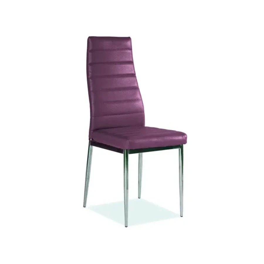 Moderen stol ANY je narejen je iz umetnega usnja ter kovine. Noge tola so inox. Barve stola: -vijola umetno usnje Dimenzija stola: - višina: 96cm - globina: