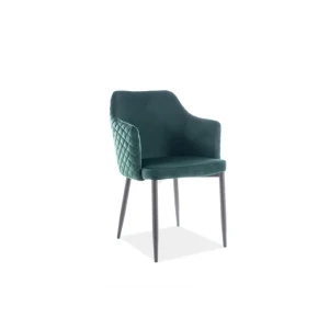 Atraktiven stol ASTON 2. Dobiti ga je možno v več barvah. Narejen je iz žametne tkanine, podnožje pa je iz kovine v črni mat barvi. Barve stola: - Zelena/