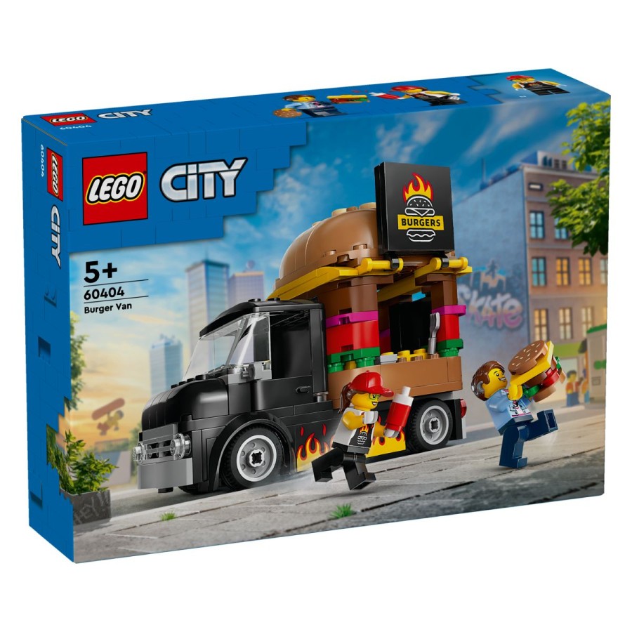 Naloži kombi s hamburgerji in se odpravi v hipstersko četrt v LEGO® Cityju. Dvigni loputo za strežbo