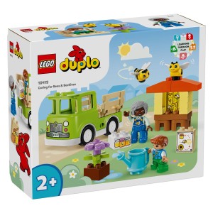 Zabrenčite z malčki med učenjem življenjskega cikla pomembnih žuželk: čebel! LEGO® DUPLO® Town Skrb za čebele in čebelnjake je pisan konstrukcijski komplet