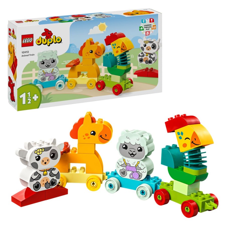 saj nas čakajo ure in ure ustvarjalnega urejanja barv z zabavnim kompletom LEGO® DUPLO® Moj prvi živalski vlak. Malčki se lahko odločijo