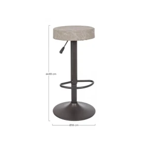 Barski stol PIPER VINTAGE svetlo siva ima kovinsko strukturo, sedalni del je iz poliuretanske pene in oblečena v umetno usnje. Material: - Kovina -
