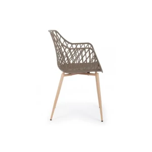 Jedilni stol OPTIK taupe ima jeklene noge ki imitirajo les, sedalni del je iz plastike. Material: - Plastika - Les Barva: - Taupe - Les Dimenzije: širina: