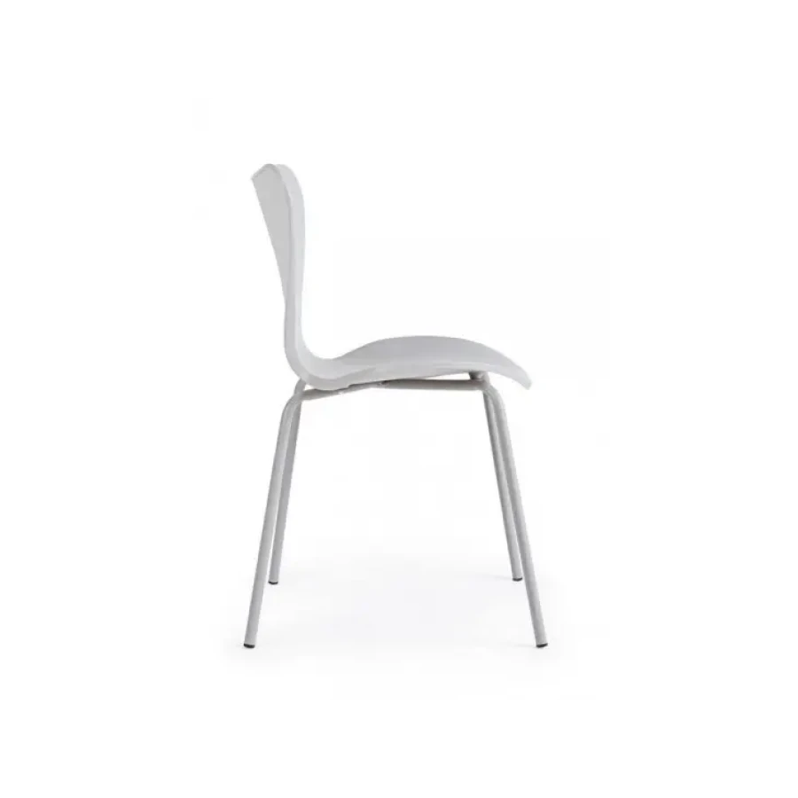 Jedilni stol TESSA je dobavljiv v sivi barvi. Naslonjalo in sedež sta iz plastike. Noge so kovinske. Dimenzije: širina: 50cm globina: 49,5cm višina: 82cm