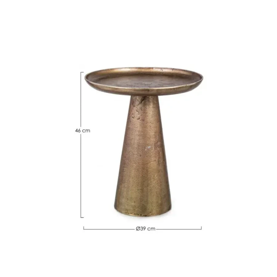 Klubska mizica KULVIR D39 je narejen iz aluminija in ima barvo kot med. Material: - Aluminij Barva: - Med Dimenzije: širina: Ø39cm višina: 46hcm višina: