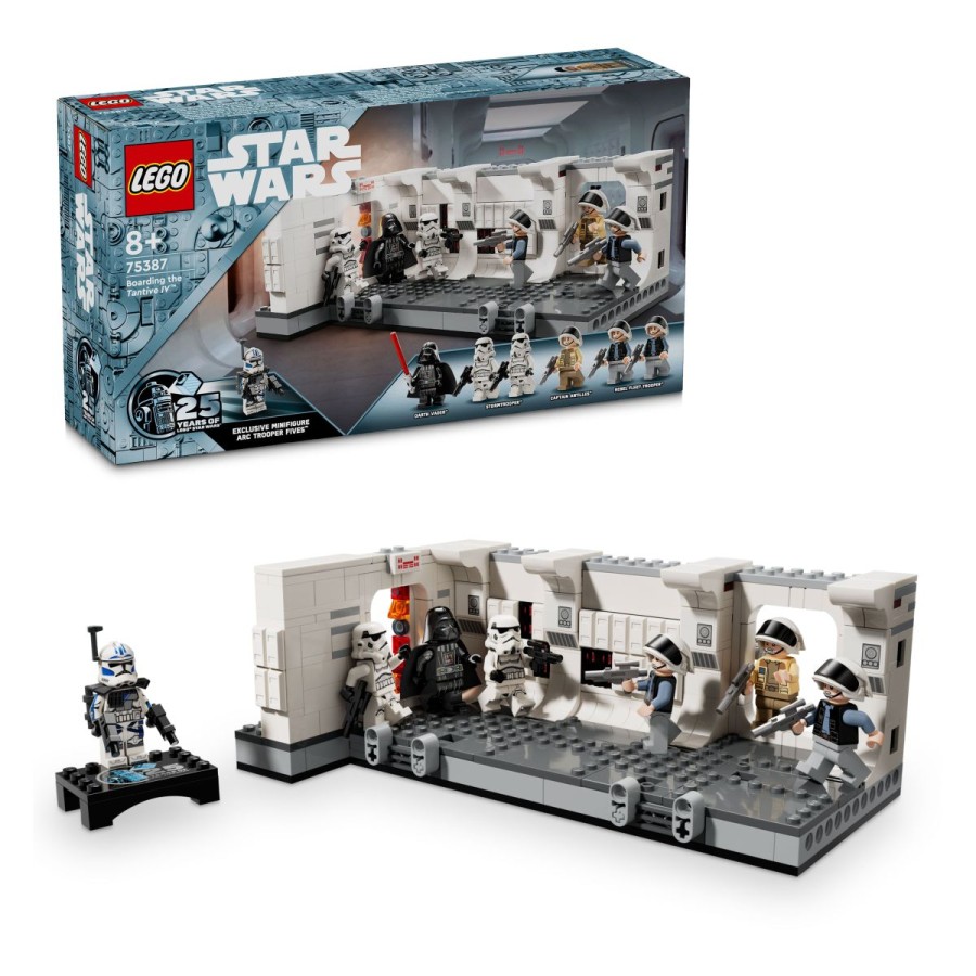 razstavi iz kock sestavljeno prizorišče skupaj s posebno minifiguro LEGO® Vojna zvezd™ IK komandosa Fivesa