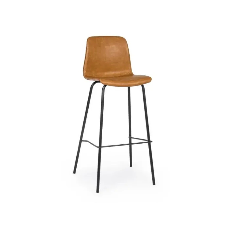 Barski stol KYRA vintage rjav je narejen iz polipropilena in prevlečen v umetno usnje ter ima jeklene noge. Dimenzije: širina: 39cm globina: 44cm višina: