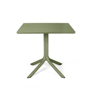 Vrtna miza CLIP 80 priznanega italijanskega proizvajalca Nardi, v beli, rjavi, zeleni in temno rjavi barvi. Miza s sredinskim stebrom. Opis: Lastnosti: pred