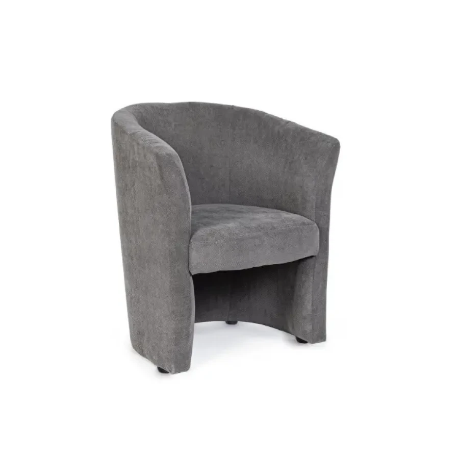 Fotelj BELIZE antracit ima strukturo iz borovega lesa ter vezane plošče, oblečene v tkanino. Sedišče je napolnjeno z poliuretansko peno. Material: -