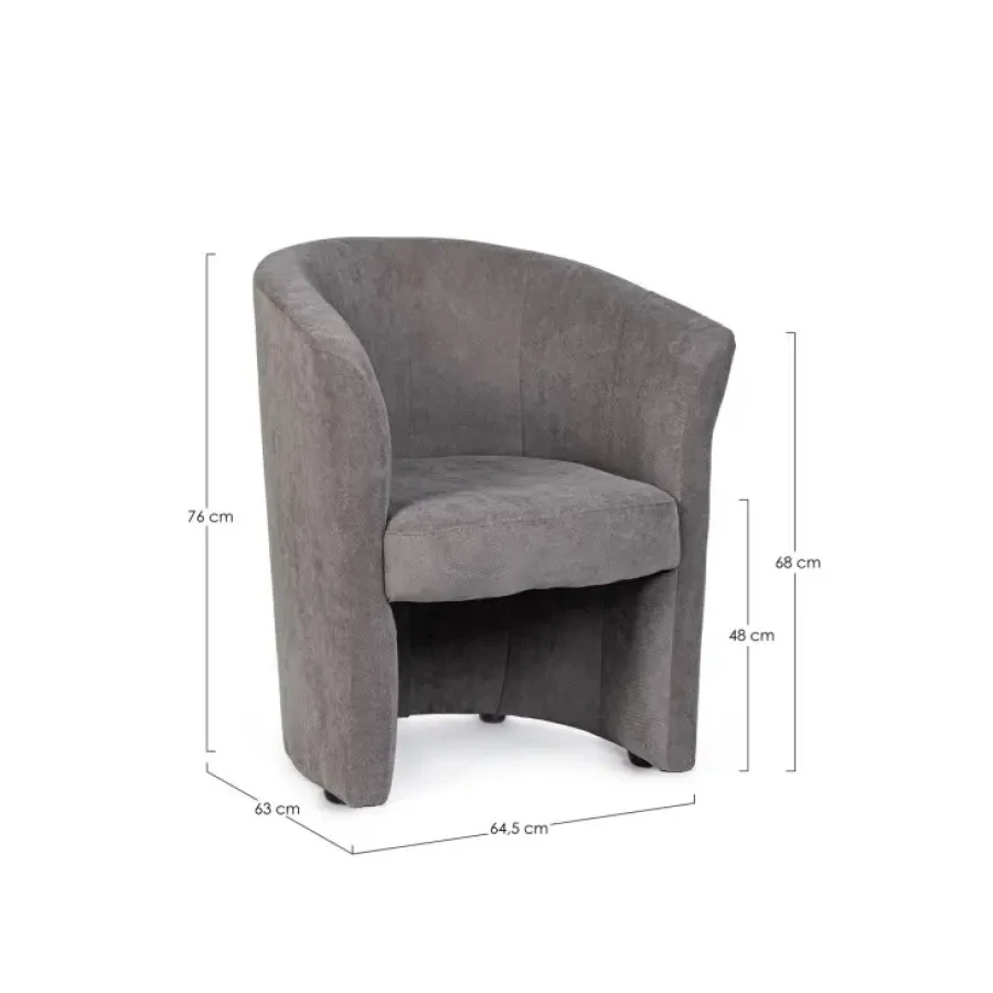 Fotelj BELIZE siva ima strukturo iz borovega lesa ter vezane plošče, oblečene v tkanino. Sedišče je napolnjeno z poliuretansko peno. Material: -