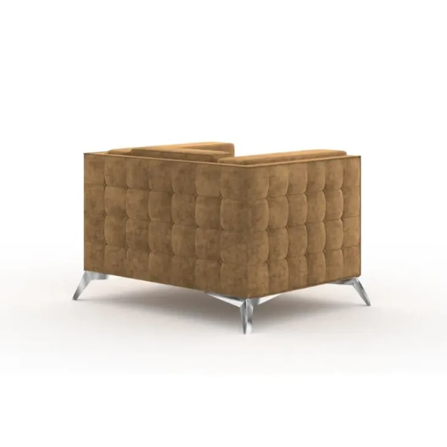Fotelj DALAS je elegantnega videza kateri bo polepšal vsak prostor. Vzmeten je z valovitimi vzmetmi. Narejen je iz visoko elastične poliuretanske pene. Okvir