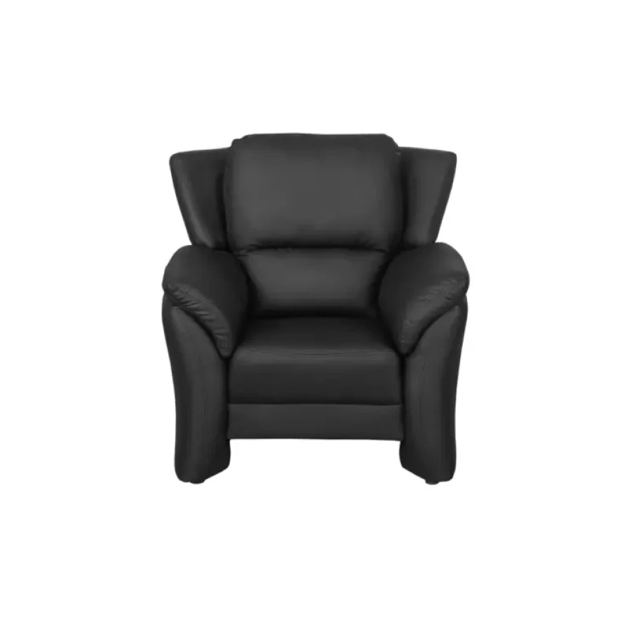Fotelj GUSTO zagotavlja maksimalno udobje. Dobavljiv je v črnem umetnem usnju in sivem blagu. Fotelj je vzmeten z valovitimi vzmetmi. Narejen je iz visoko