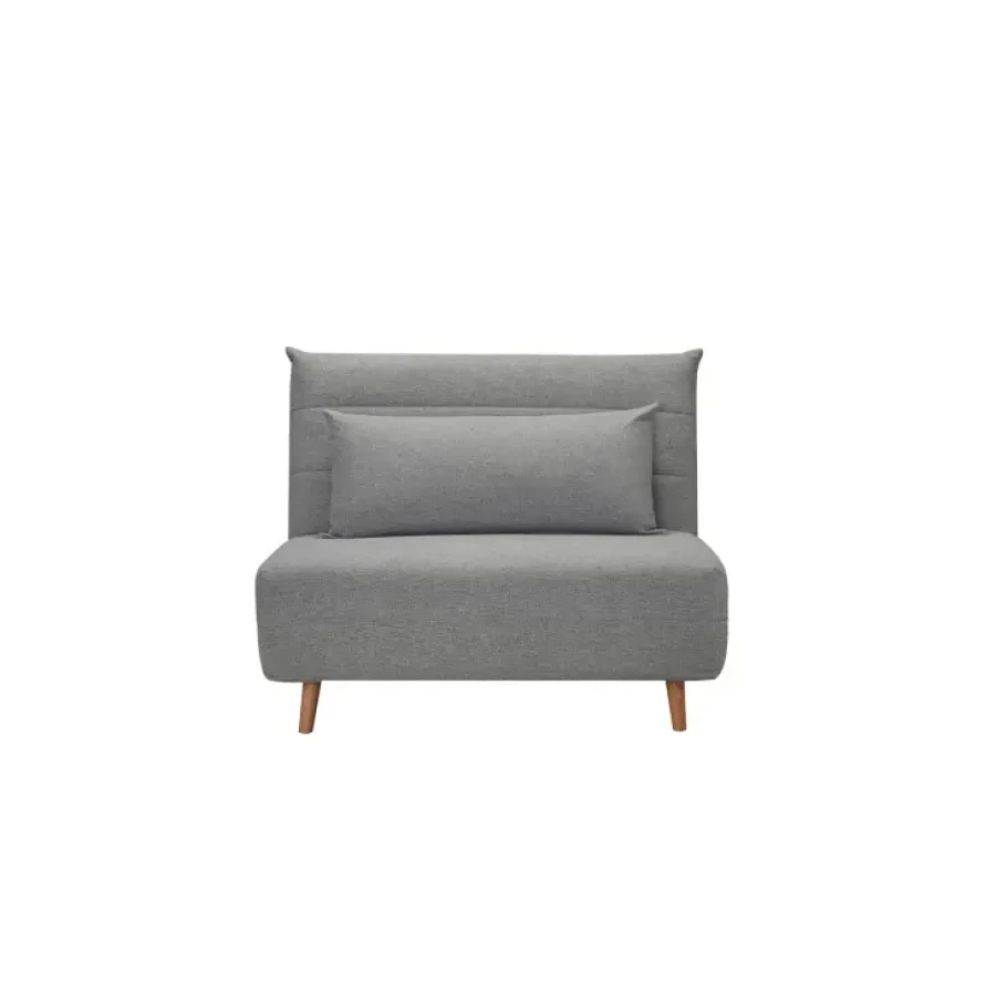 S foteljem ZUF boste popestrili svoj bivalni prostor. Fotelj je kvaliteten in udoben. Narejena je iz tkanine v sivi barvi. Podnožje je leseno v barvi bukve.
