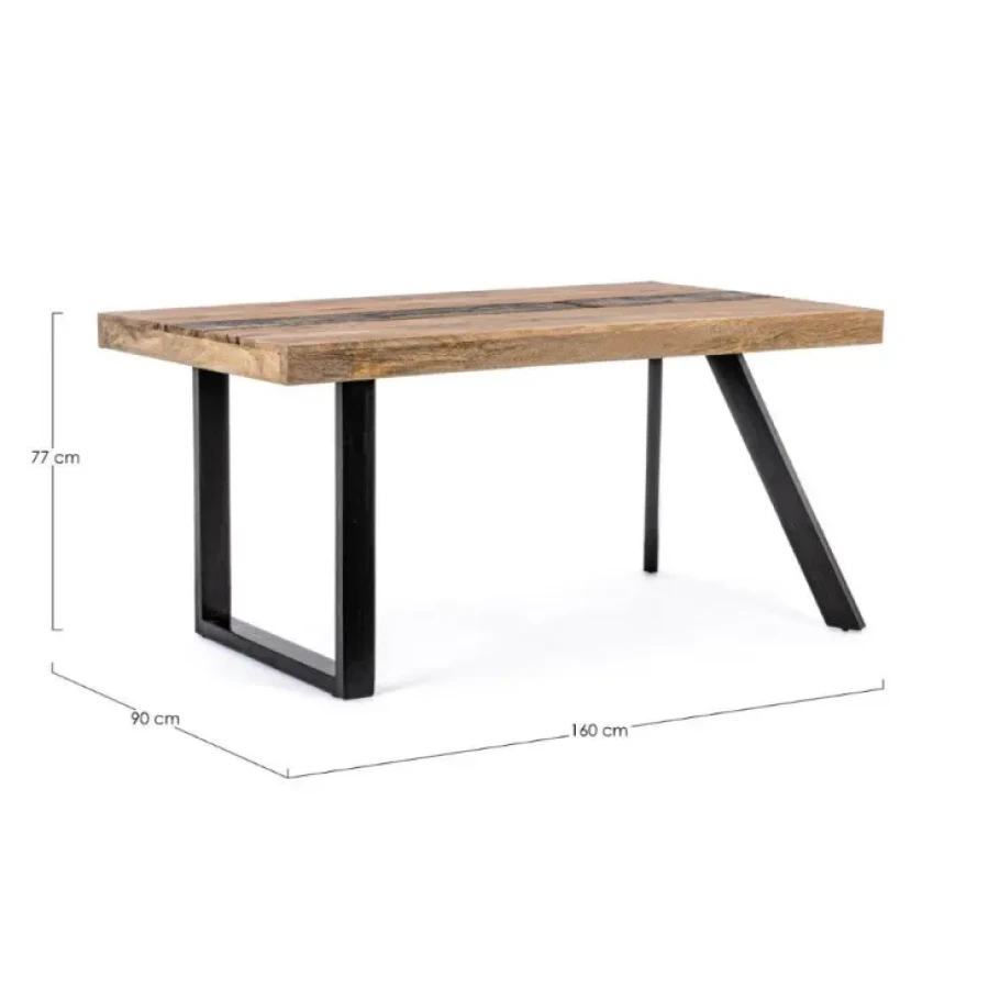 Jedilna miza MANCHESTER 160X90 je elegantna jedilna miza, ki je primerna za vsak prostor. Mizna plošča je narejena iz mangotovega lesa z kovinskimi miznimi