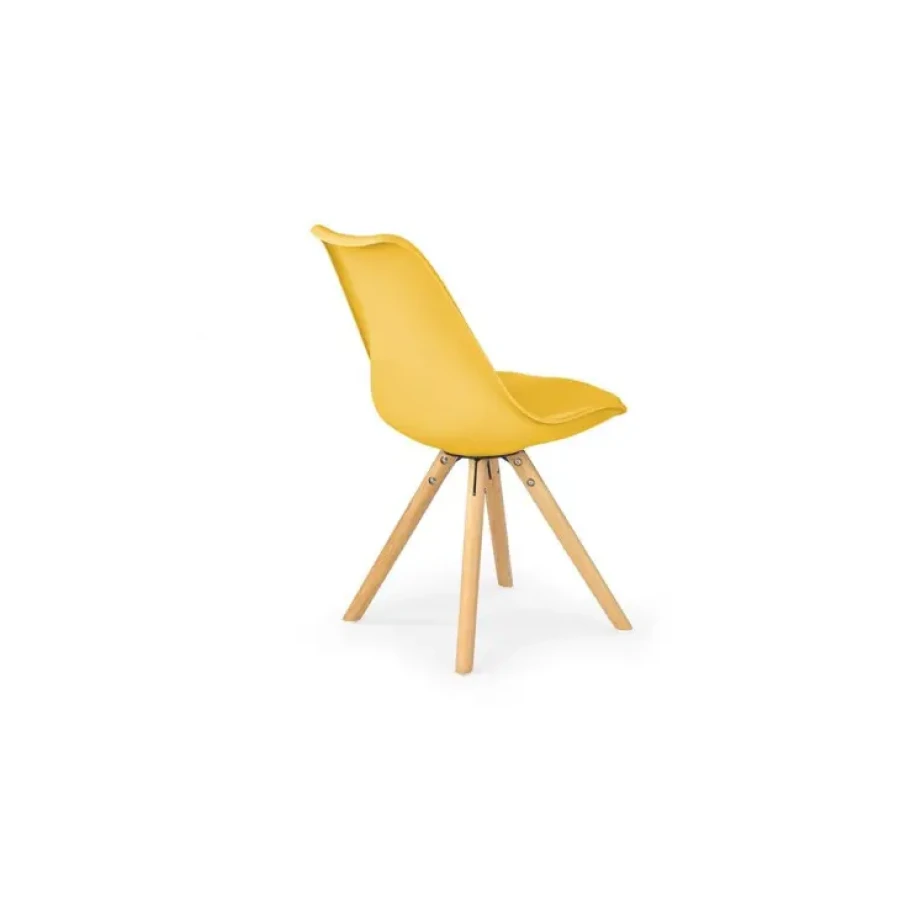 Jedilni stol ANIKA5 je narejen iz naravnega lesa in umetnega usnja. Dimenzije: - D: 48 x G: 57 x V: 80 cm Material: - Naravni les / ABS Barve: - Rumena /