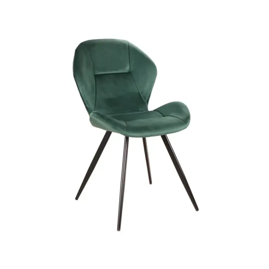 Jedilni stol ERIKA3 je narejen iz nežnega blaga podobnega žametu, noge ima kovinske. Dobavljiv je v več barvah. Material: - Kovina - Nežno blago Barve: -