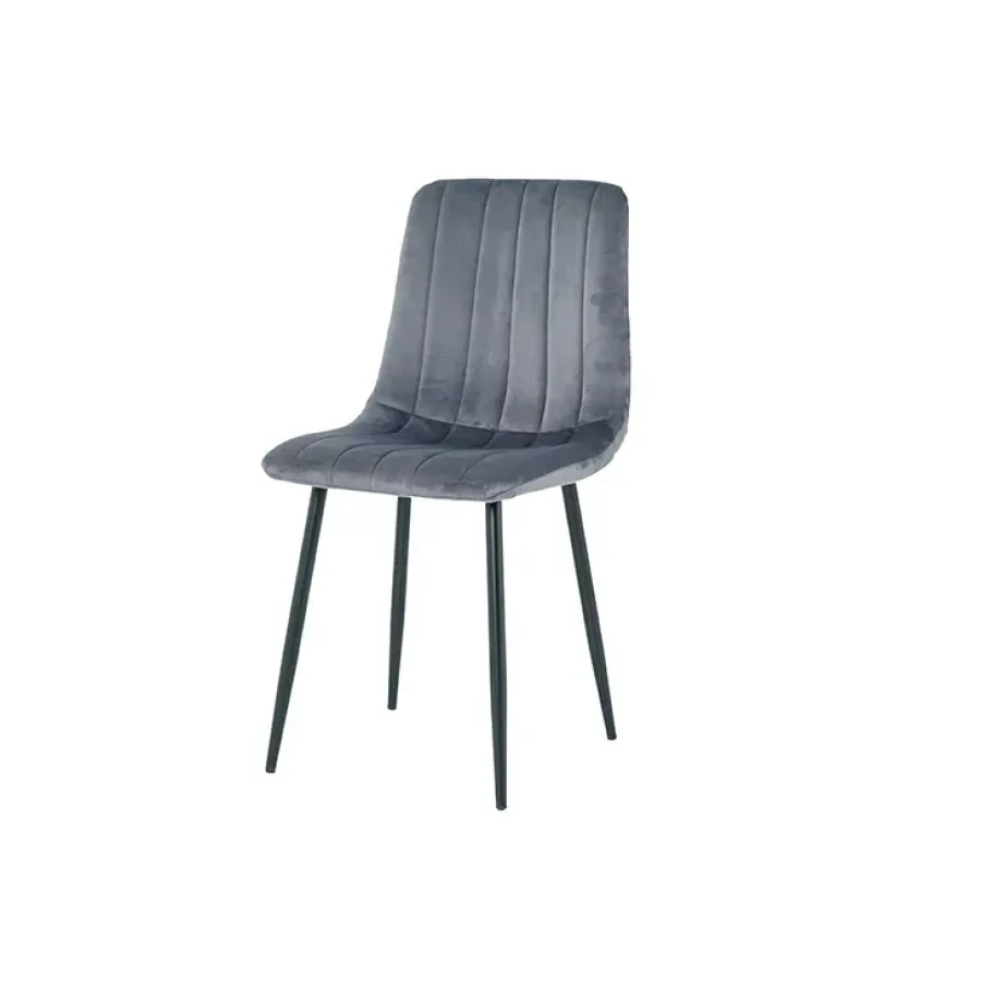 Jedilni stol FOXY velvet siva je odlična rešitev za kombiniranje v minimalističen ali industrijski stil prostora. Kombinacija sivega prešitega blaga s