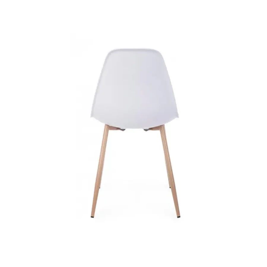 Jedilni stol MANDI je dobavljiv v beli barvi, kovinske noge v barvi lesa. Sedalni del iz polipropiena. Dimenzije: širina: 53cm globina: 46cm višina: 82cm