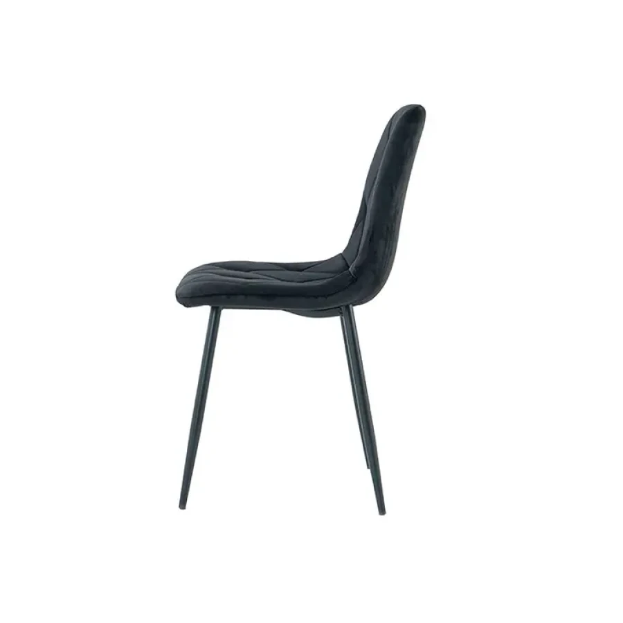 Jedilni stol MILA velvet črna je odlična rešitev za kombiniranje v minimalističen ali industrijski stil prostora. Kombinacija sivega prešitega blaga s