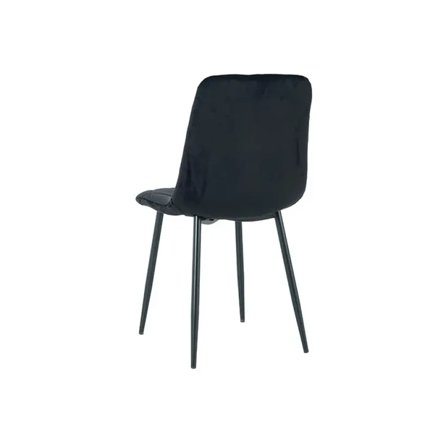 Jedilni stol MILA velvet črna je odlična rešitev za kombiniranje v minimalističen ali industrijski stil prostora. Kombinacija sivega prešitega blaga s