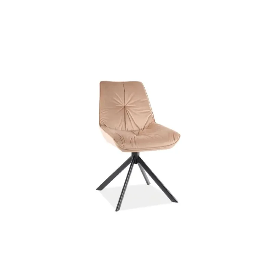 Jedilni stol PEPERMINT ima nežno blago kot žamet, noge so kovinske v črni mat barvi. Sedež se vrti za 180 stopinj, s funkcijo vraćanja v prvotni položaj.