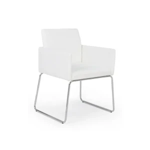 Jedilni stol SIXTY bela ima jekleno konstrukcijo ter noge iz kromiranega jekla. Napolnjen je z peno ki jo prekriva umetno usnje. Material: - Jeklena