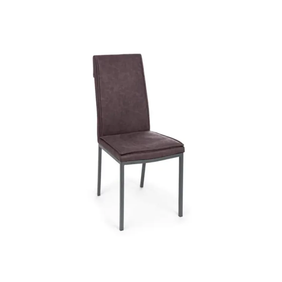 Jedilni stol SOFIE rjava ima jekleno in vezano konstrukcijo.Polnilo je iz poliuretanske pene in oblečeno v umetno usnje. Dimenzije: širina: 43cm globina: