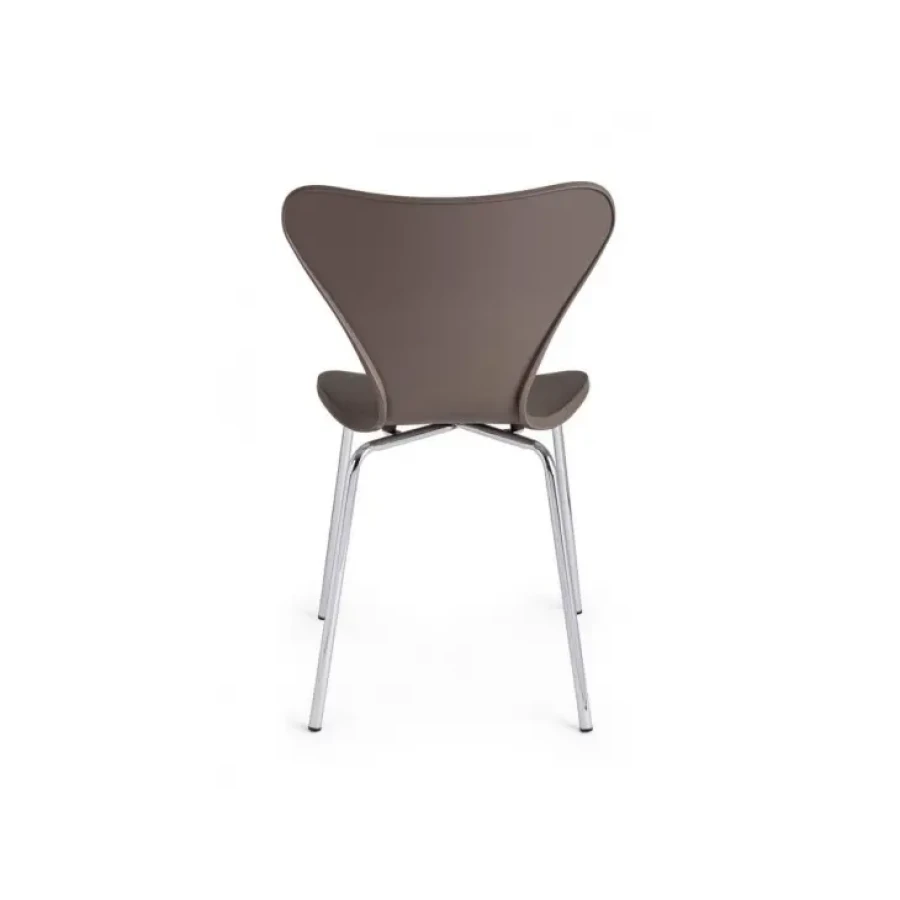 Jedilni stol TESSA je dobavljiv v rjavo-sivi barvi. Naslonjalo in sedež sta iz plastike. Noge so kovinske. Dimenzije: širina: 50cm globina: 49,5cm višina: