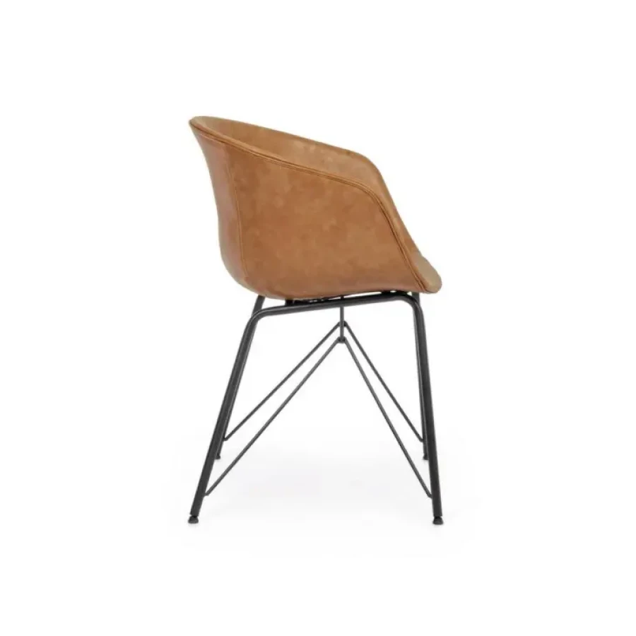 Jedilni stol WARHOL vintage rjav ima jeklene noge in sedež iz polipropilena oblečen v umetno usnje. Dimenzije: širina: 59cm globina: 54,5cm višina: 80cm