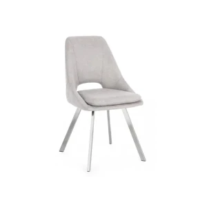 Jedilni stol KASHAR siva je eleganten kos pohištva, ki s svojim dizajnom popestri vsak prostor. Narejen je iz poliestra s kovinskimi nogami. Dimenzije: